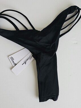 Brazilian Swimsuit Strappy Bikini Bottom Black Size S NWT